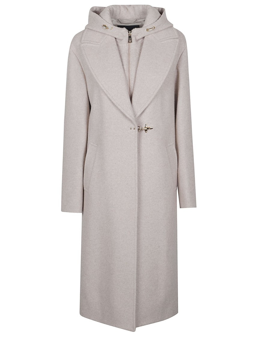 Fay Double Front Wide Lapel Wool Coat