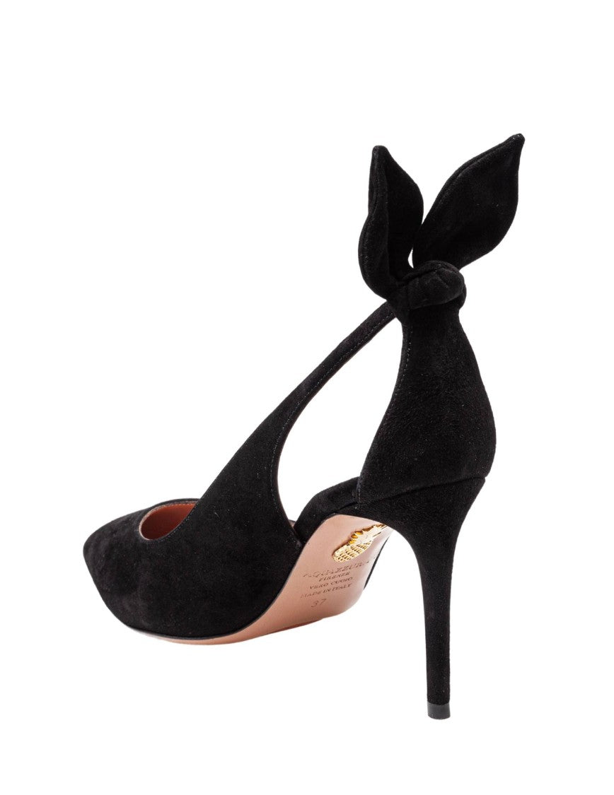 Aquazzura Black Suede Bow Tie 85 Pump