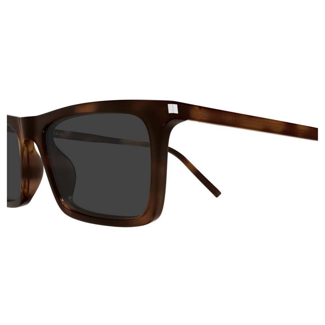 Saint Laurent Tortoiseshell Rectangular Frame Sunglasses With Metallic Accents