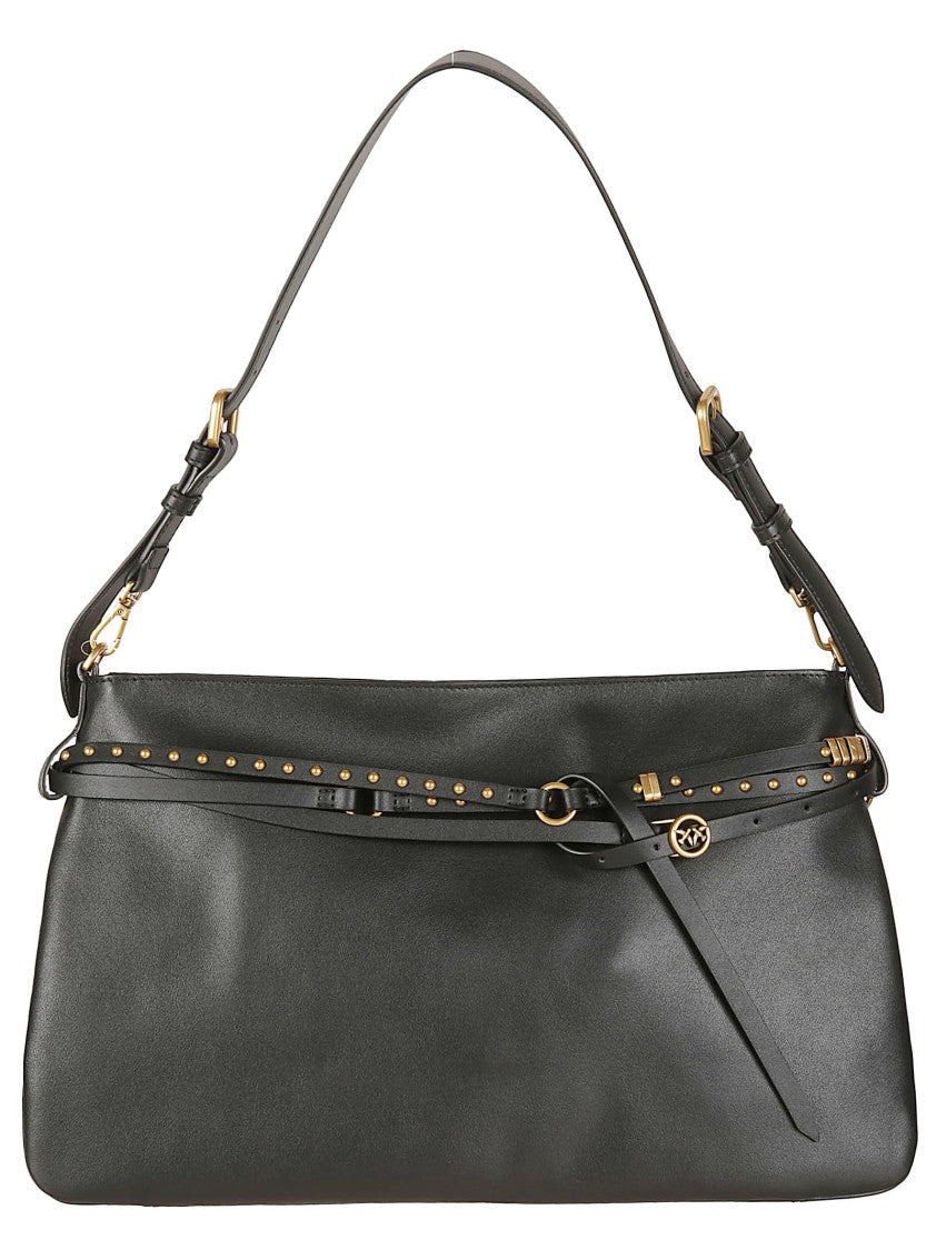 Pinko Big Belt Calf Leather Shoulder Bag