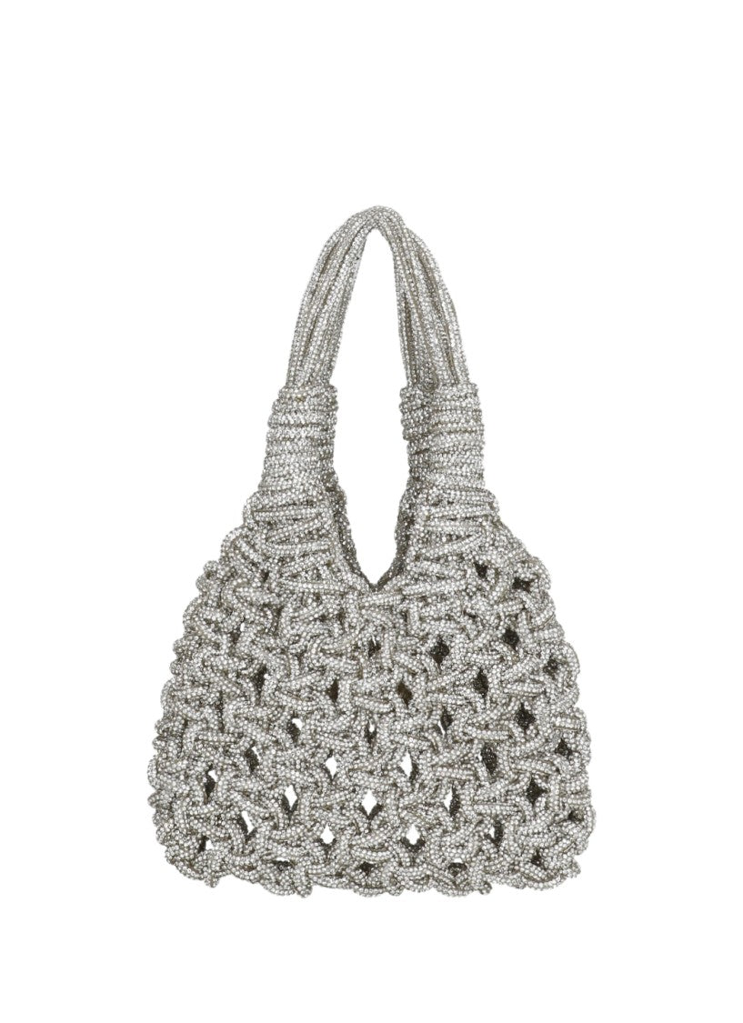 Hibourama Mini Bag With Woven Crystal Design And Tag Logo