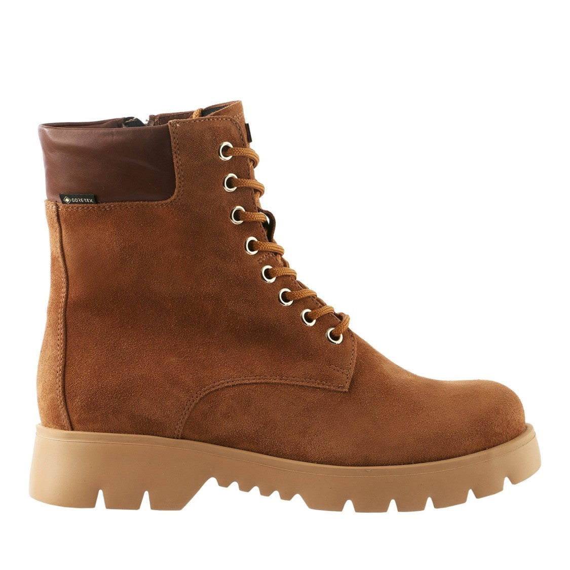 Högl Brown Harvest Insulated Lace-Up Side Zipper Suede Ankle Boots