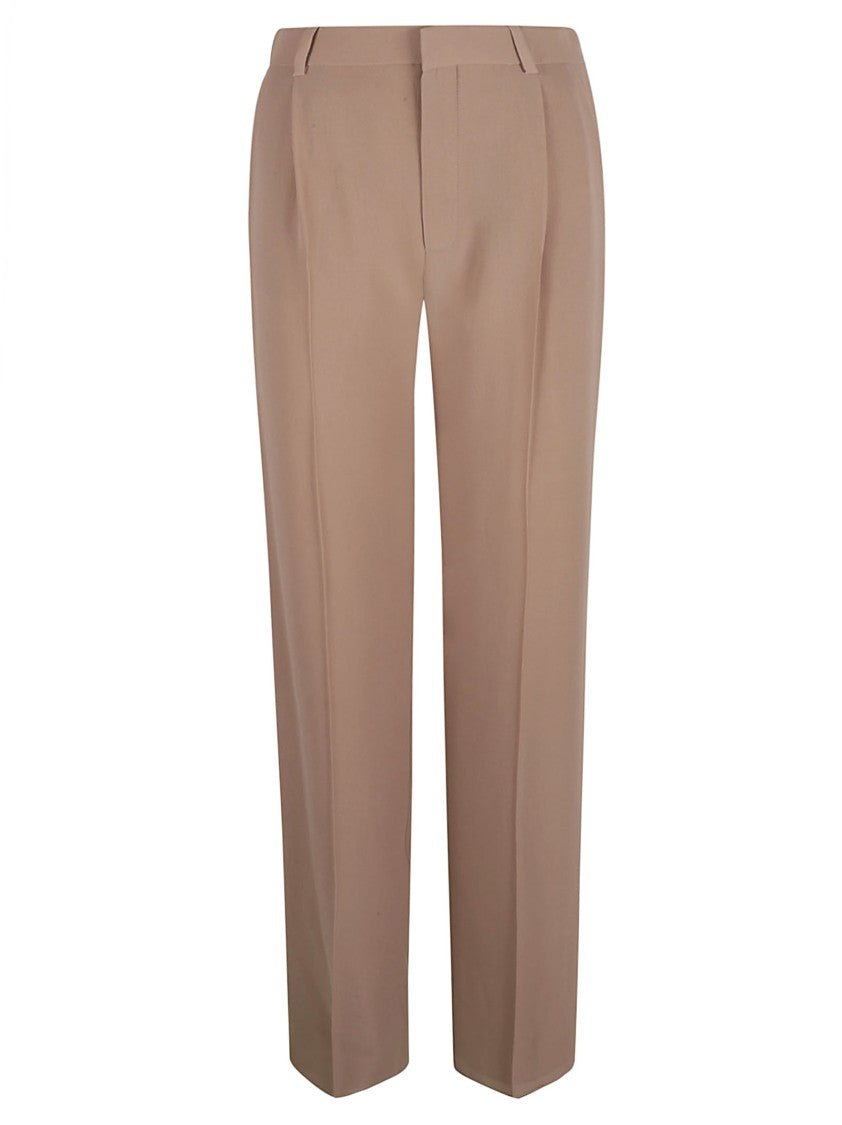 Saint Laurent Tailored Silk Trousers With Subtle Pleats