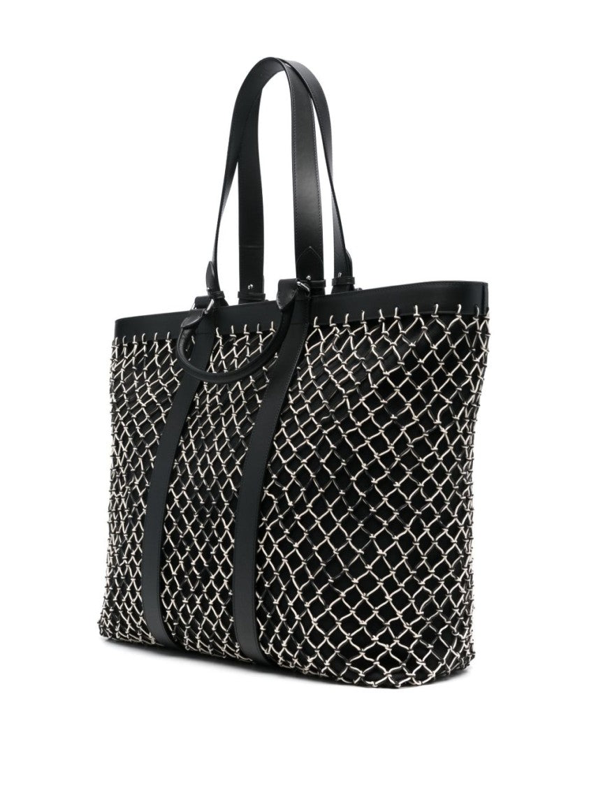 Kenzo Black Multi Strap Intricate Leather Tote