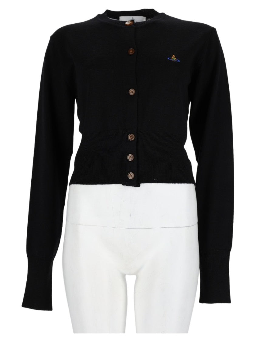 Vivienne Westwood Black Embroidered Button-Down Wool Cardigan