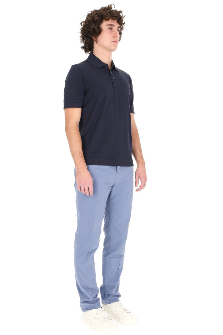 Drumohr Blue Ice Cotton Frosted Polo Shirt