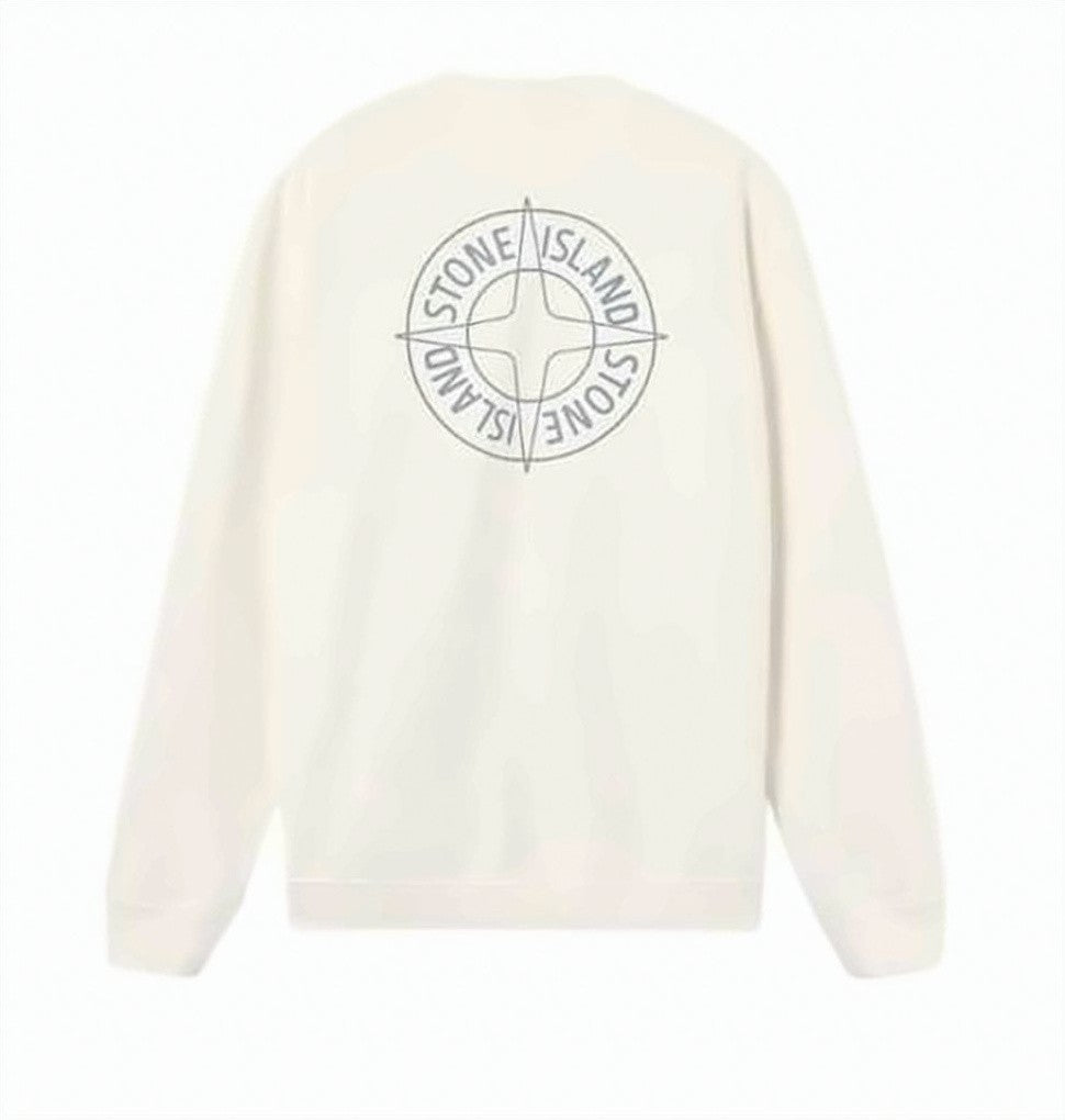 Stone Island Cotton Fleece Oversized Crewneck Sweatshirt With Minimalist Emblem