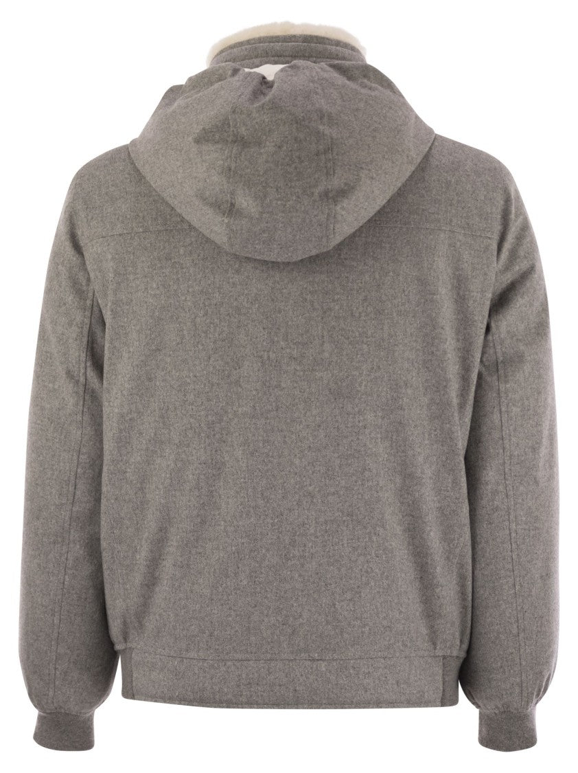 Brunello Cucinelli Membranated Wool Flannel Down Jacket