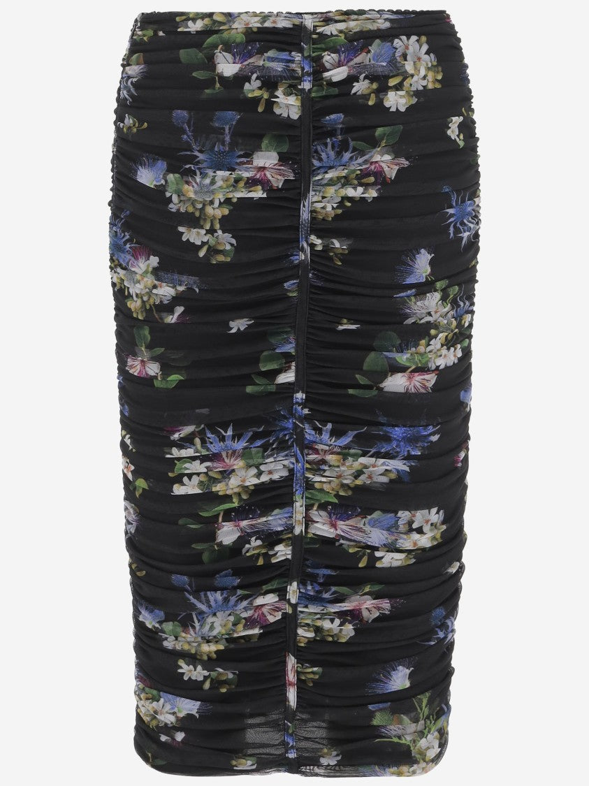 Blumarine Full-Length Floral Print Skirt With Gathered Design