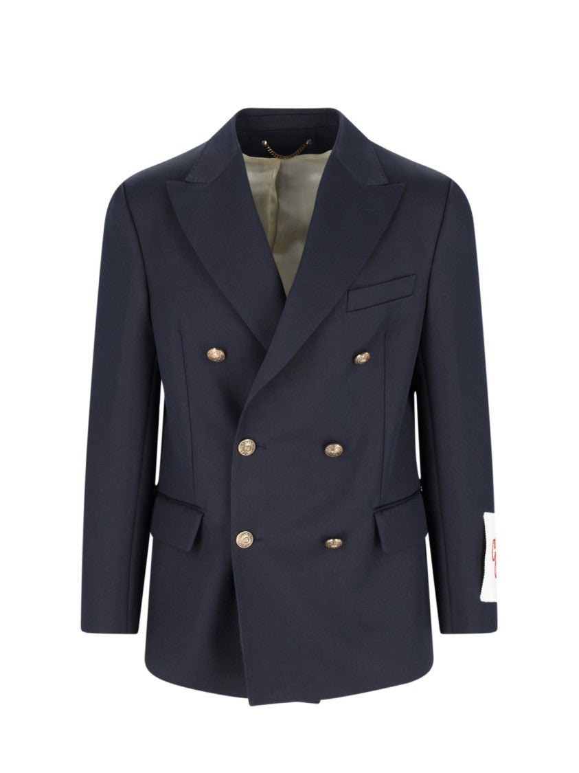Golden Goose Blue Double Breasted Wool Blend Blazer
