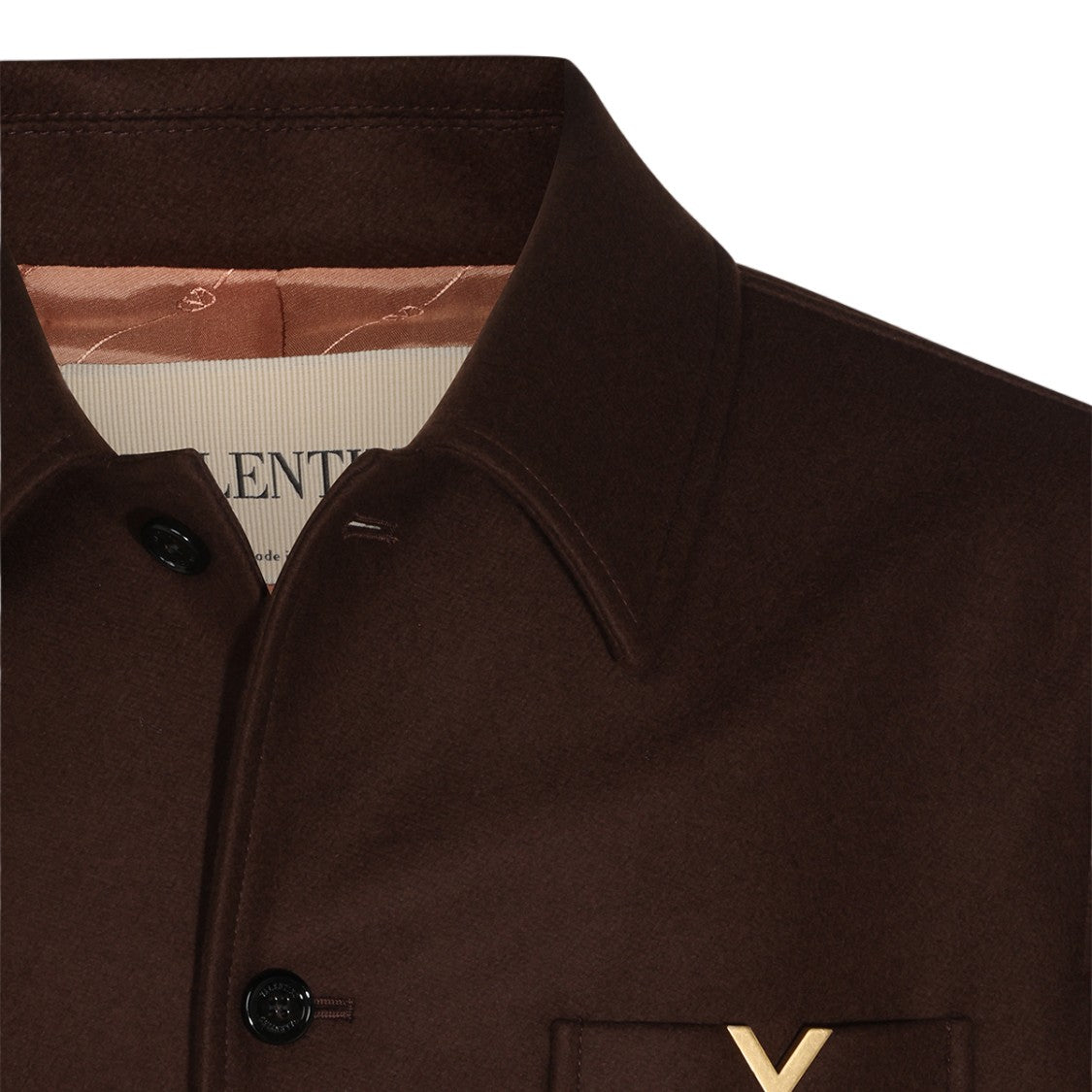 Valentino Structured Brown Jacket With Classic Collar And Metallic Detail