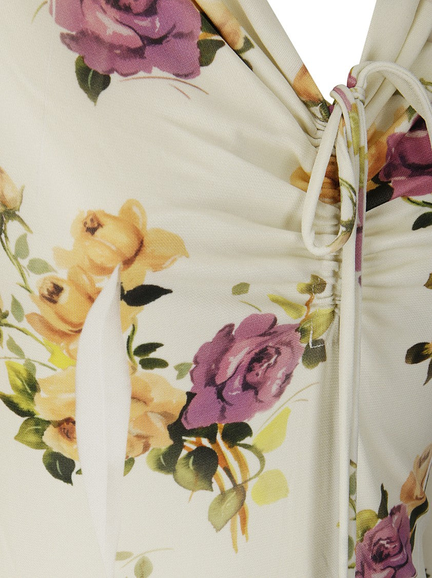 Acne Studios Floral-Print Long Sleeve Midi Dress