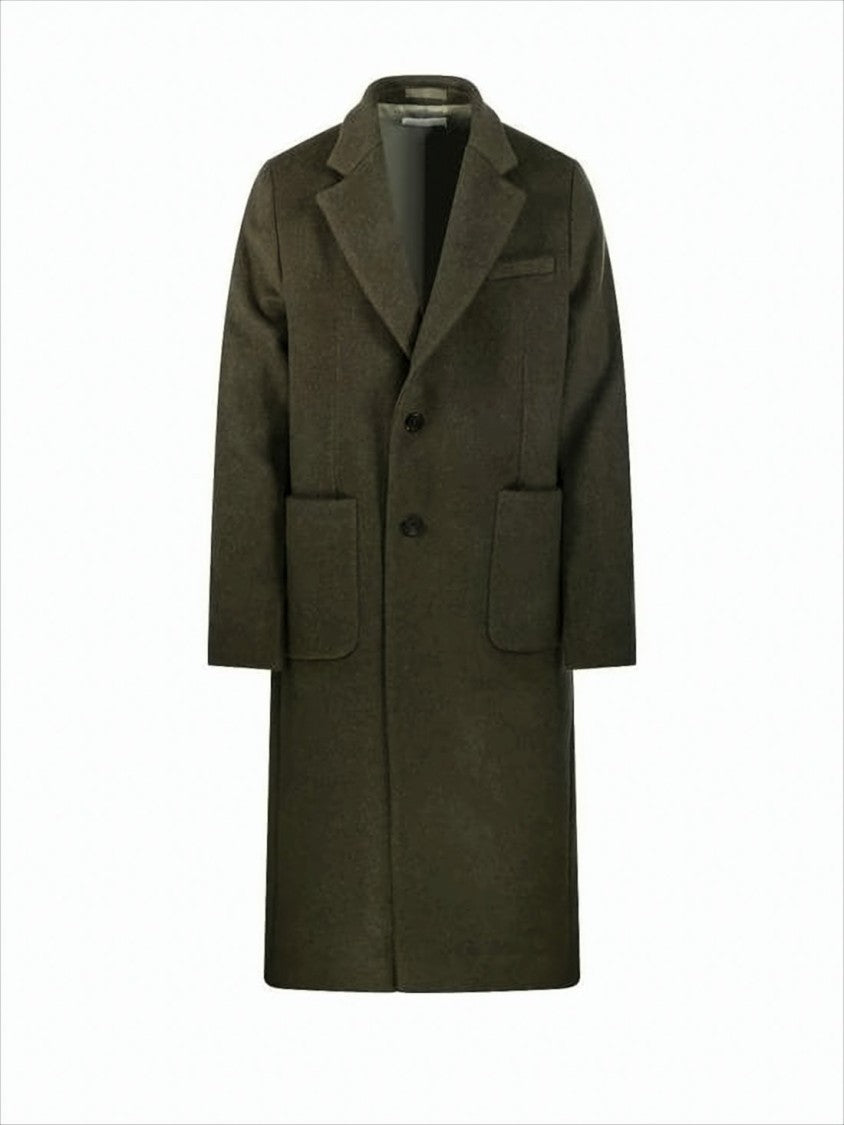Our Legacy Textured Wool Blend Coat With Structured Lapel