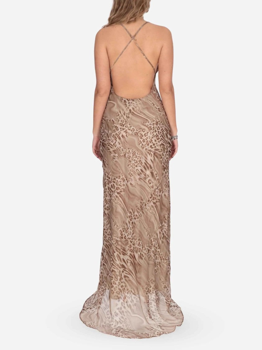Blugirl Floral Scarf Animal Print Maxi Dress