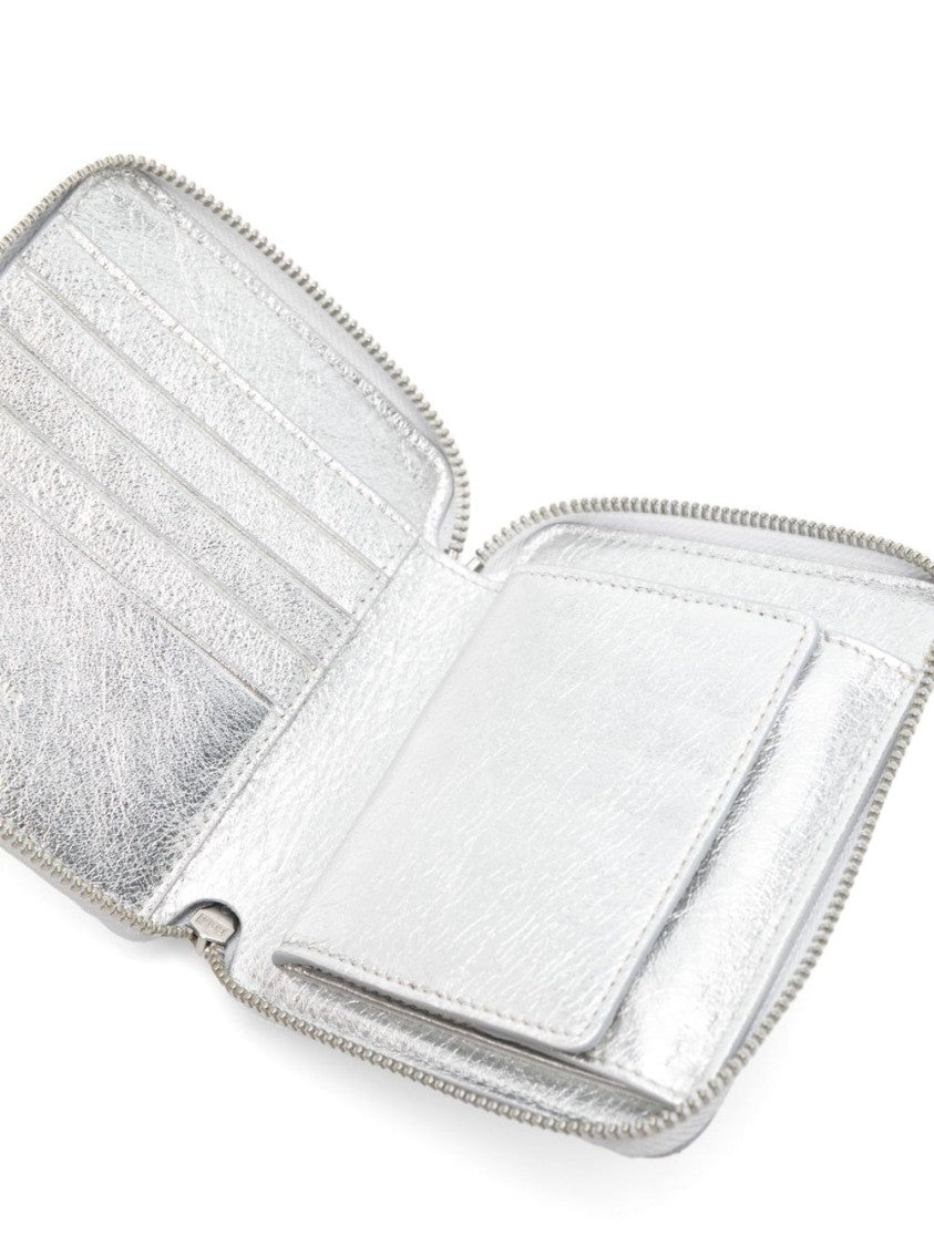 Comme Des Garçons Silver Calfskin Leather Zip-Around Wallet
