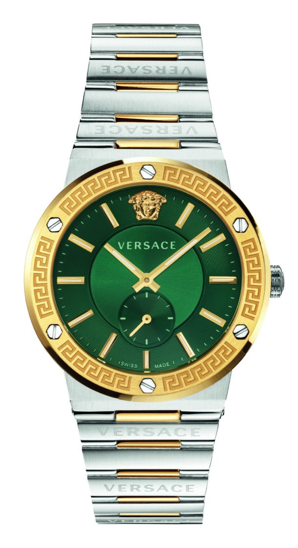 Versace Greca Logo Two-Tone Stainless Steel Watch With Luminous Dial