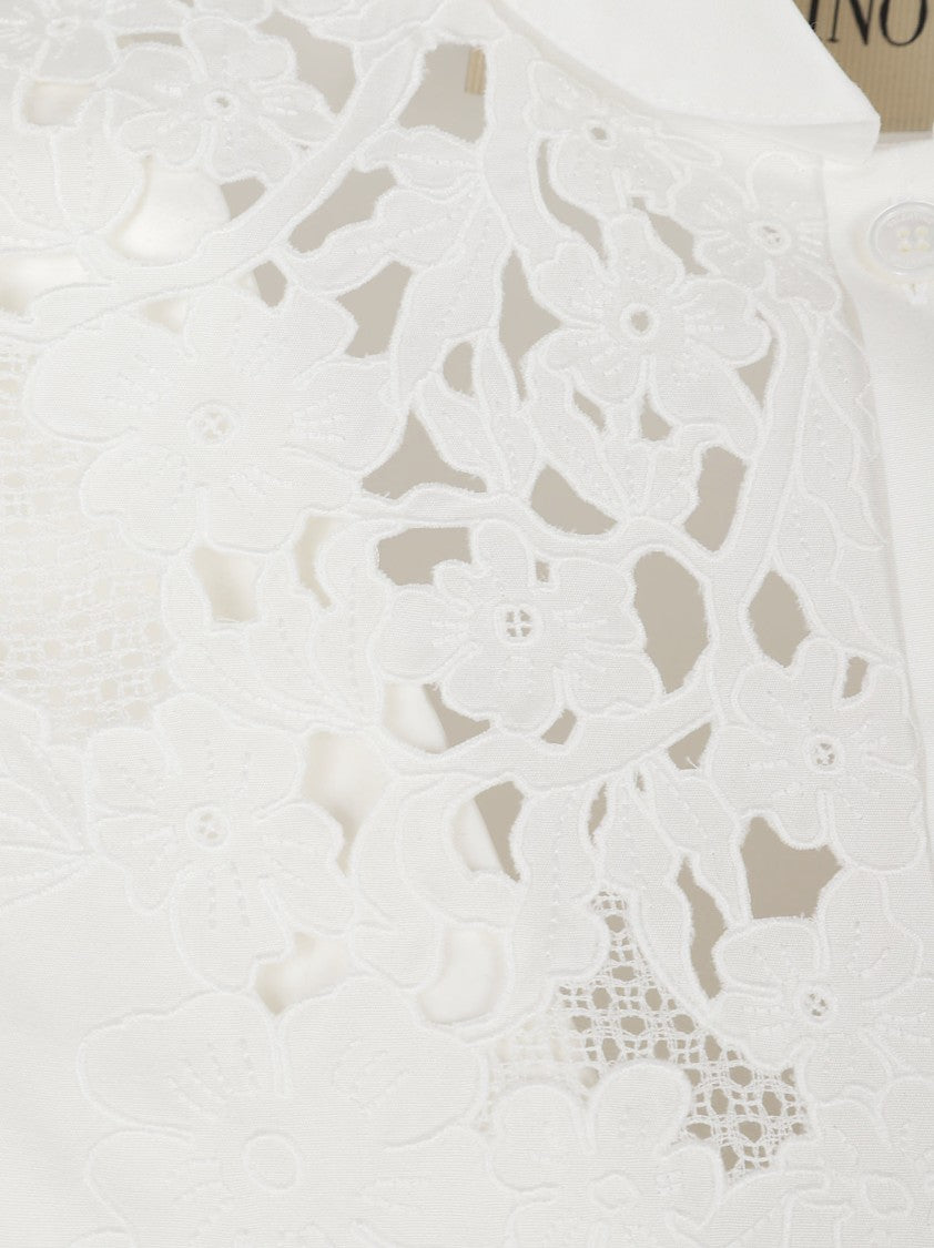 Valentino Garavani Cotton Poplin Shirt With Guipure Lace Embroidery