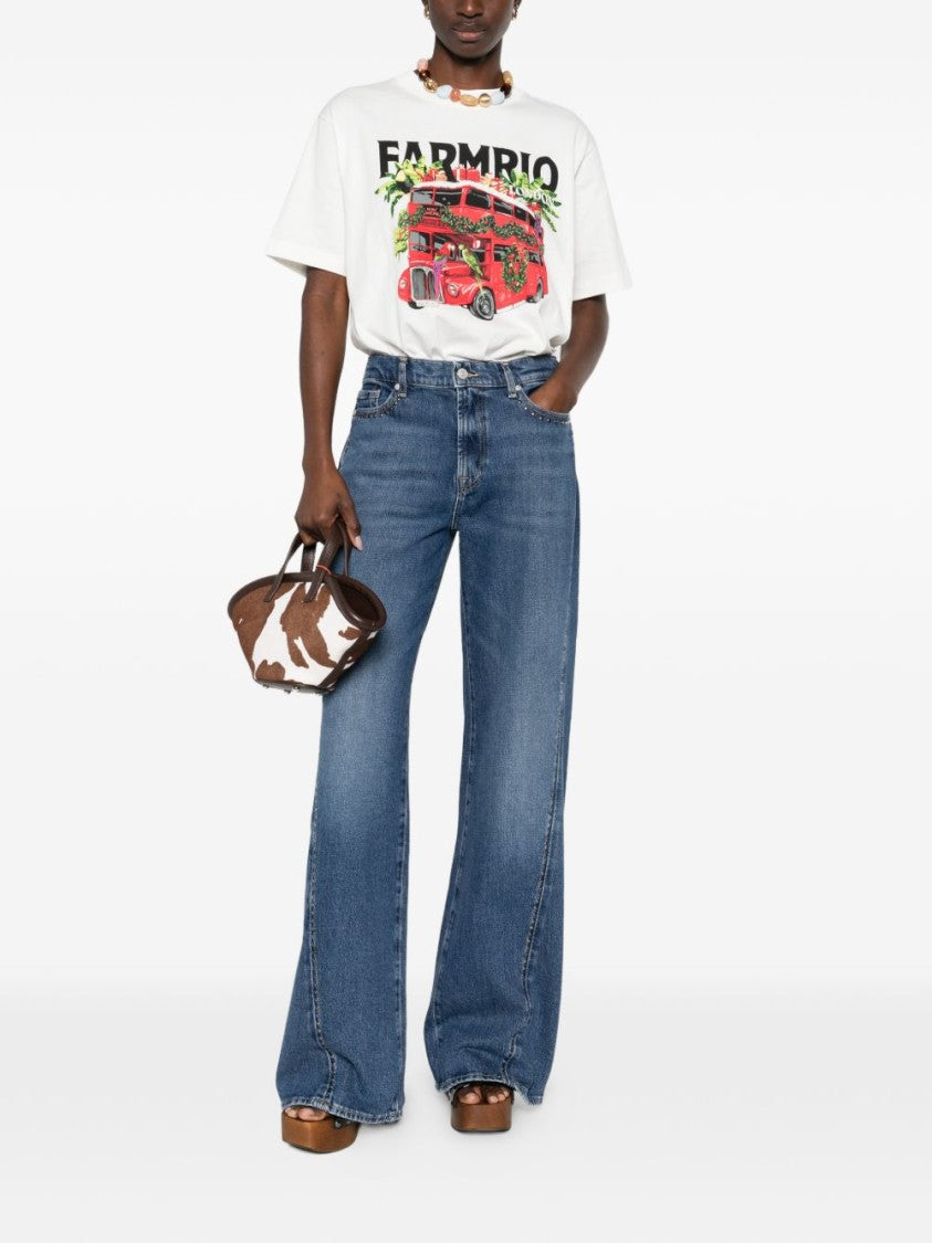 Seven Wide-Leg Denim Jeans With Stud Detailing And Classic Design