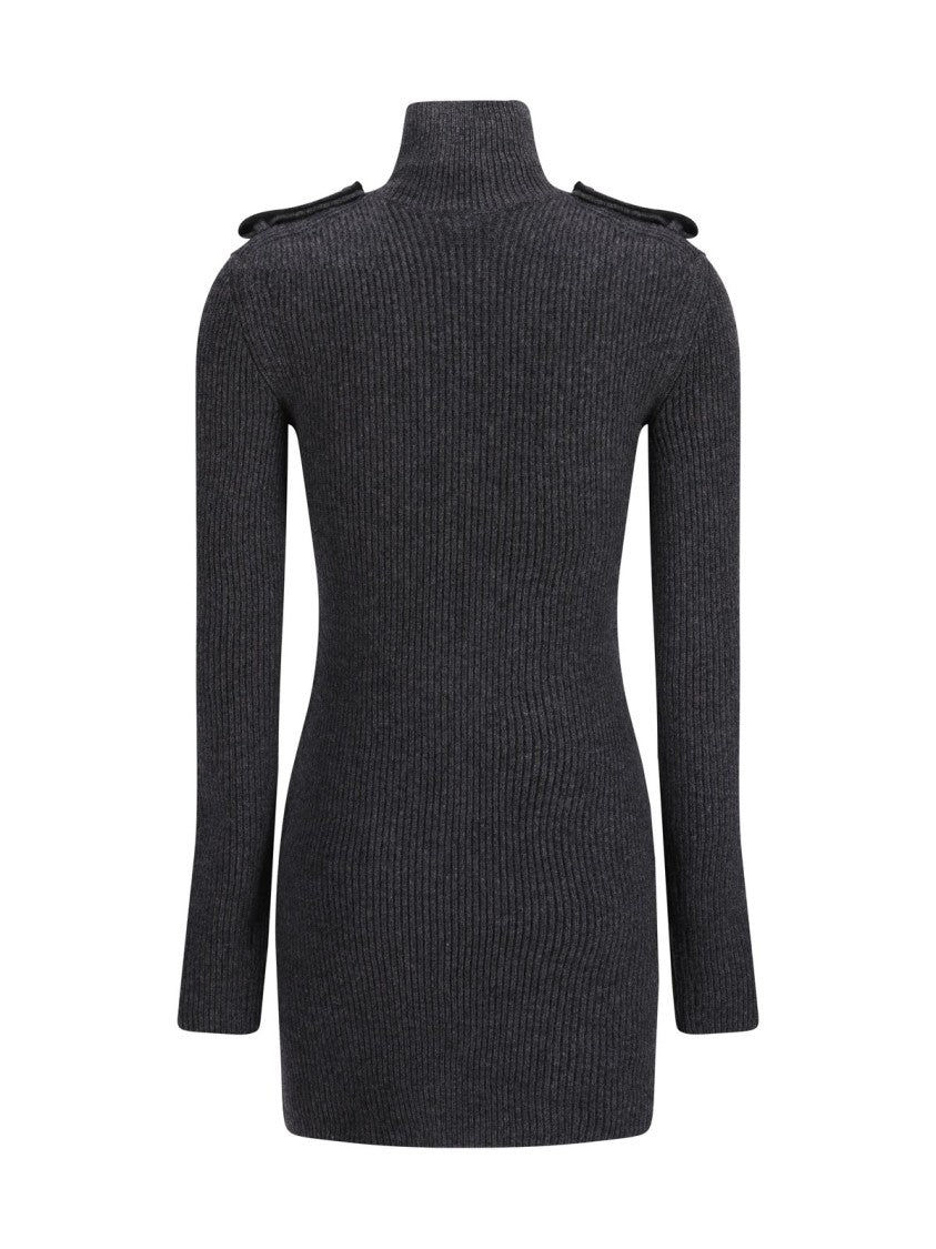 Alexander Mcqueen Refined Grey Dress In Wool And Cashmere Blend