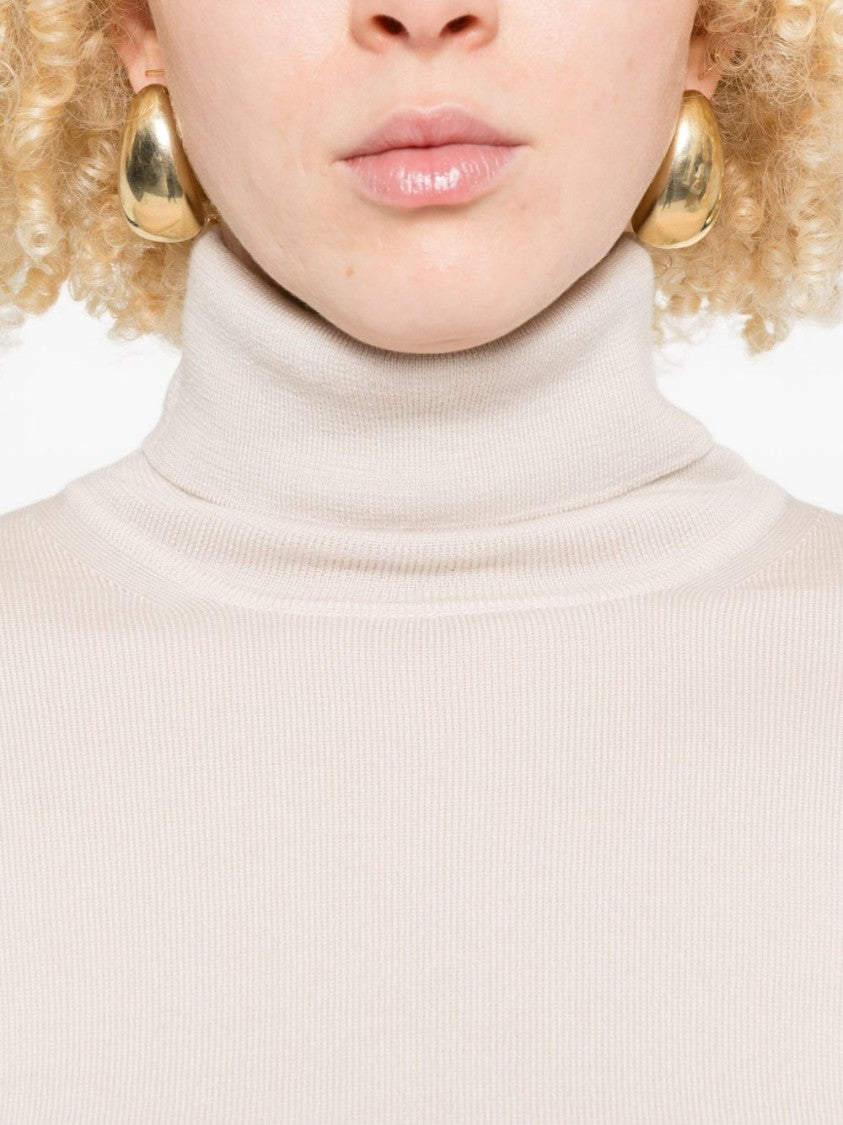 Alpha Studio Fitted Turtleneck Sweater In Fine Merino Wool