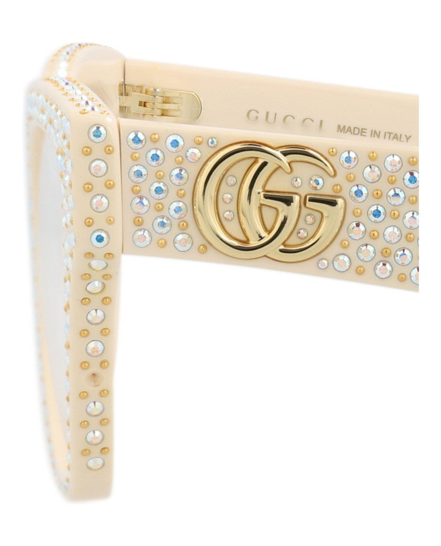 Gucci Crystal-Embellished Cat Eye Recycled Acetate Sunglasses