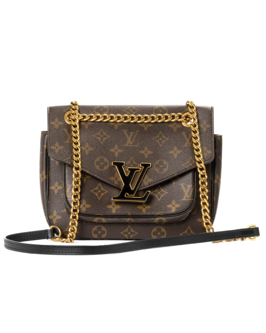 Louis Vuitton Brown Passy Mm Monogram Canvas Leather Handbag
