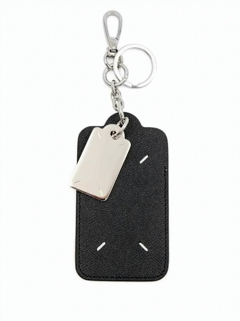 Maison Margiela Rectangular Black Leather Keyring