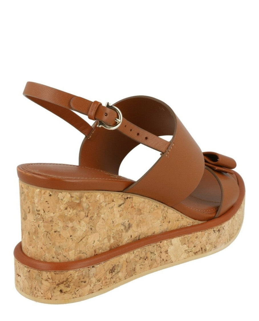 Ferragamo Giudith Leather Wedge Sandals