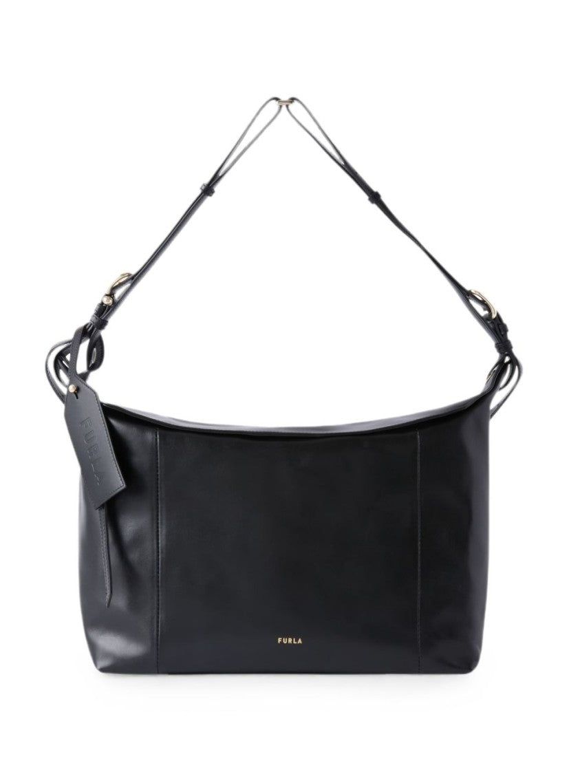 Furla Black Ginevra L Structured Leather Shoulder Bag