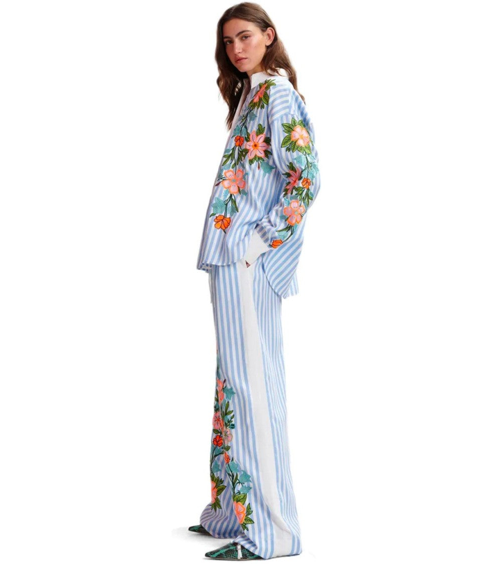 Essentiel Antwerp Hevon2 White And Light Blue Pants