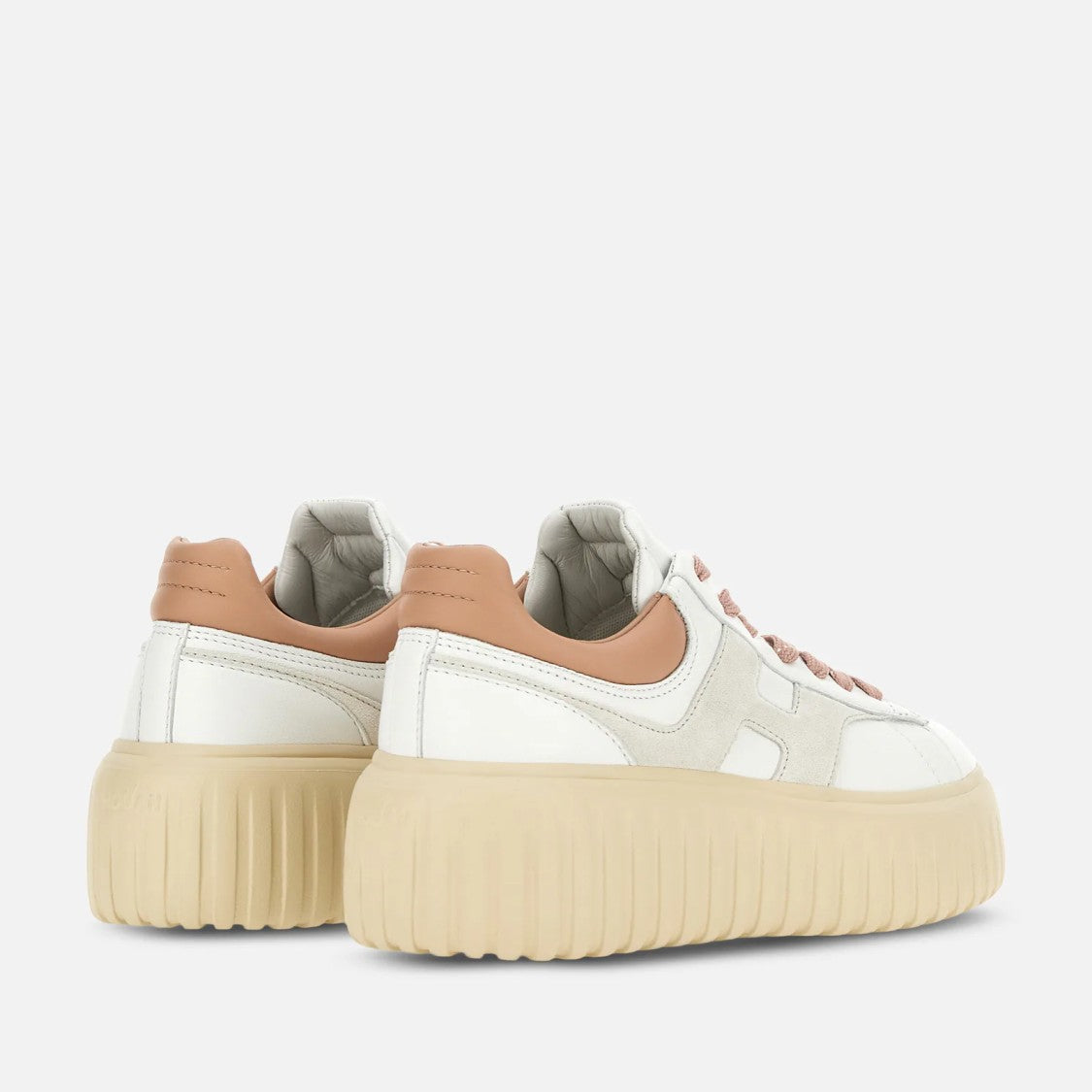 Hogan White Sneakers With Rose Gold Accents