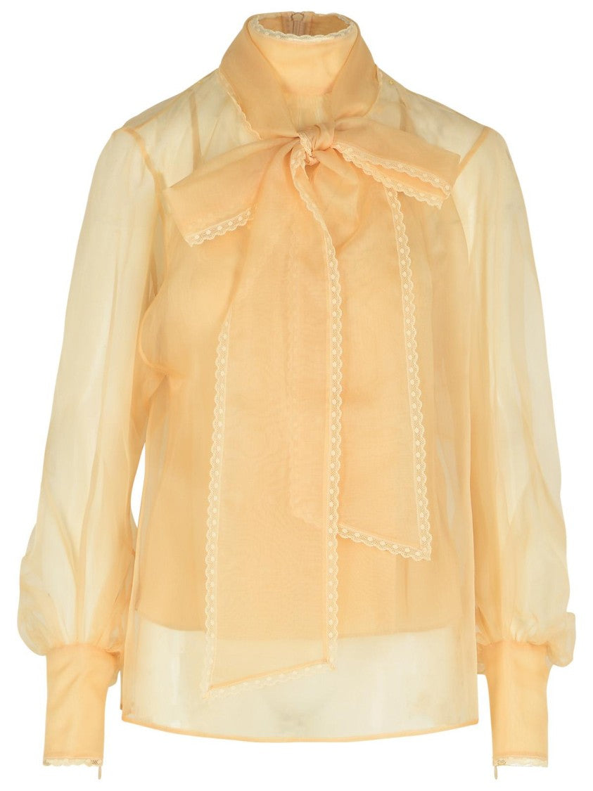 Zimmermann 'Memento' Blouse In 'Sepia' Organza
