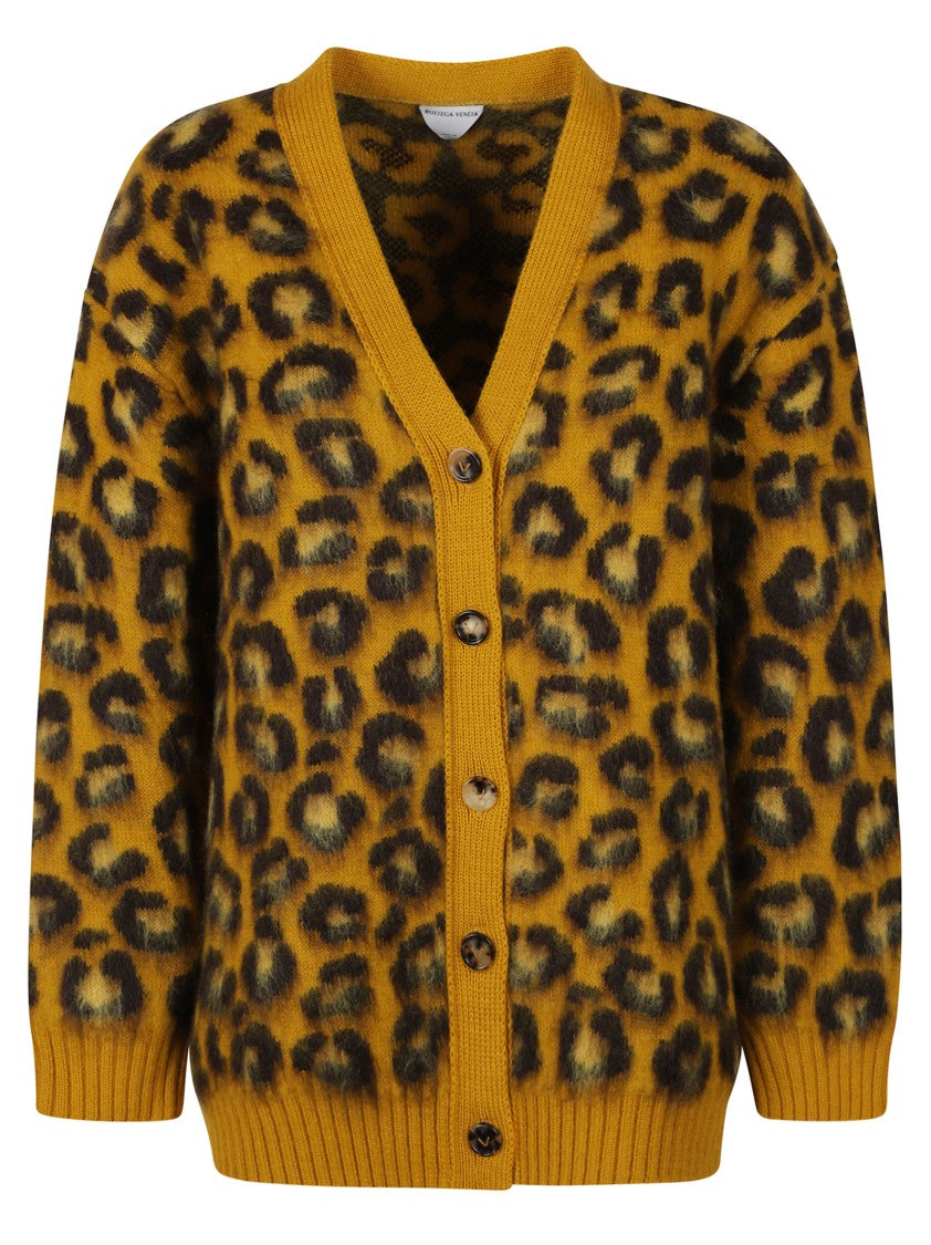 Bottega Veneta Bold Leopard Print Sweater With V-Neckline