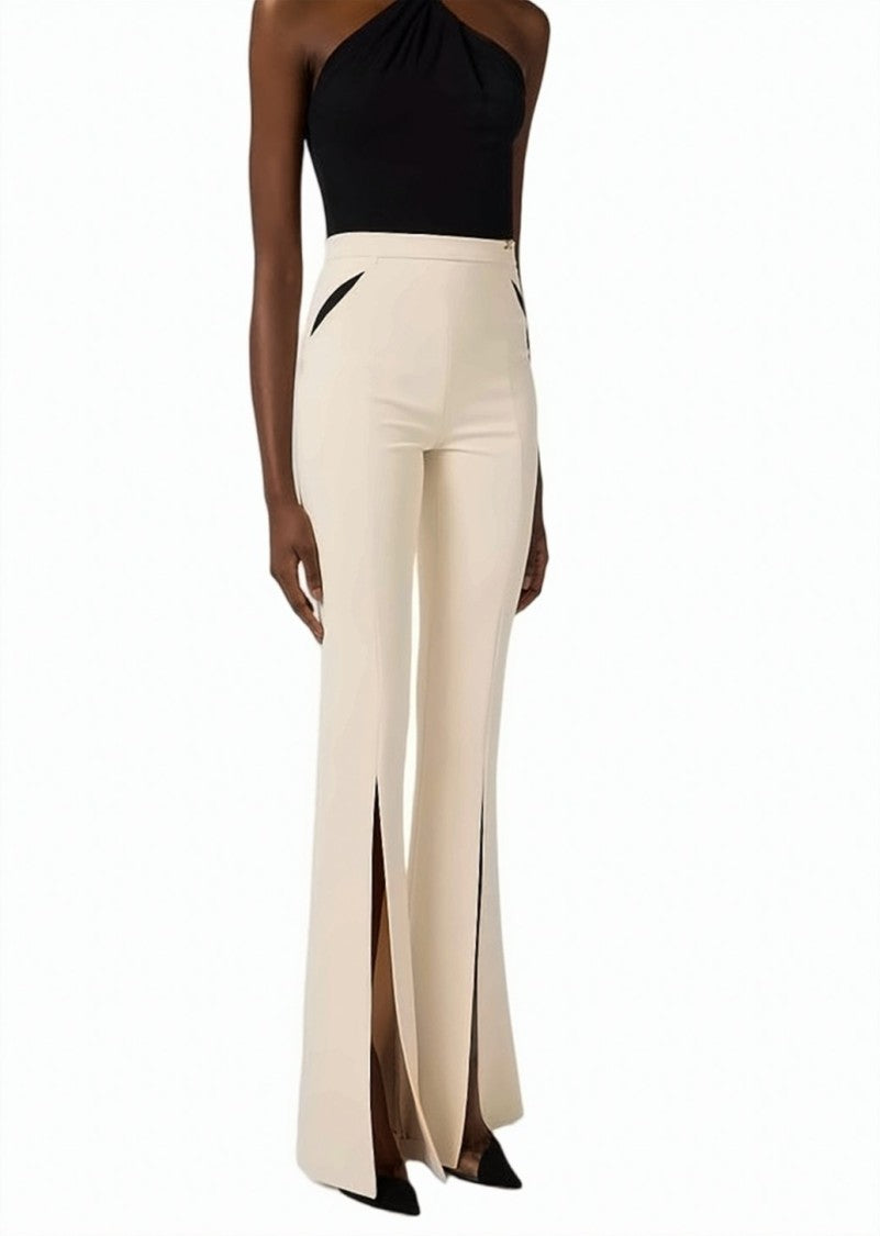 Elisabetta Franchi Lightweight Crepe Cut Outs Slit Trousers