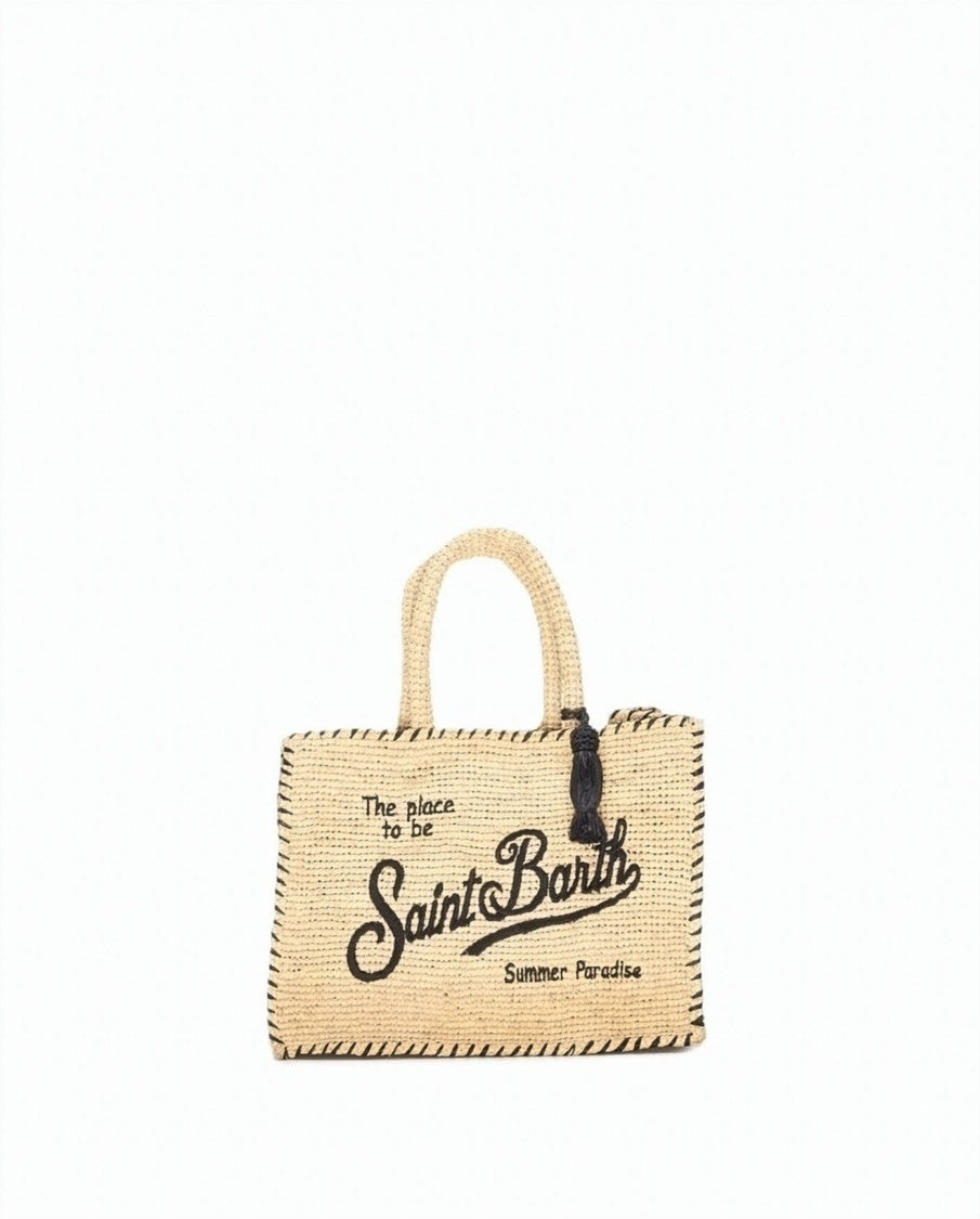 Mc2 Saint Barth Rectangular Woven Tote Bag With Embroidered Detail