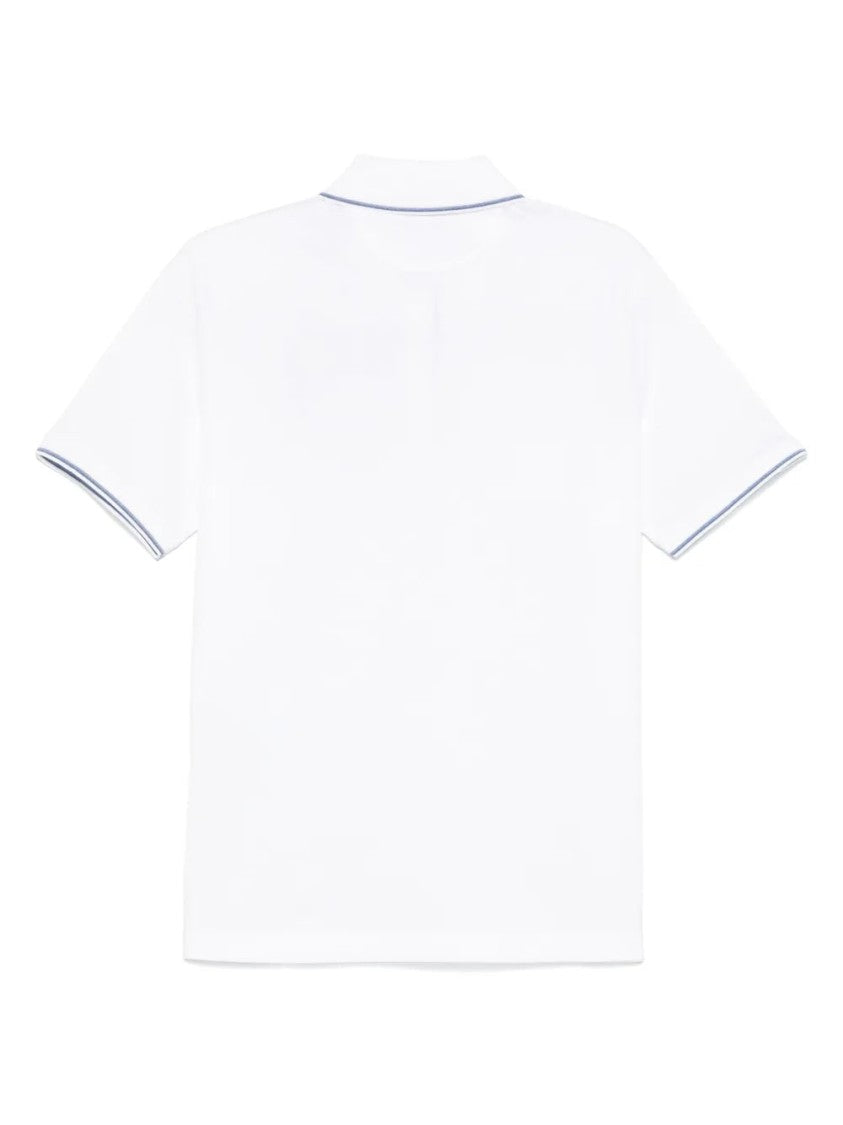 Paul & Shark White Striped Short-Sleeve Cotton Polo Shirt