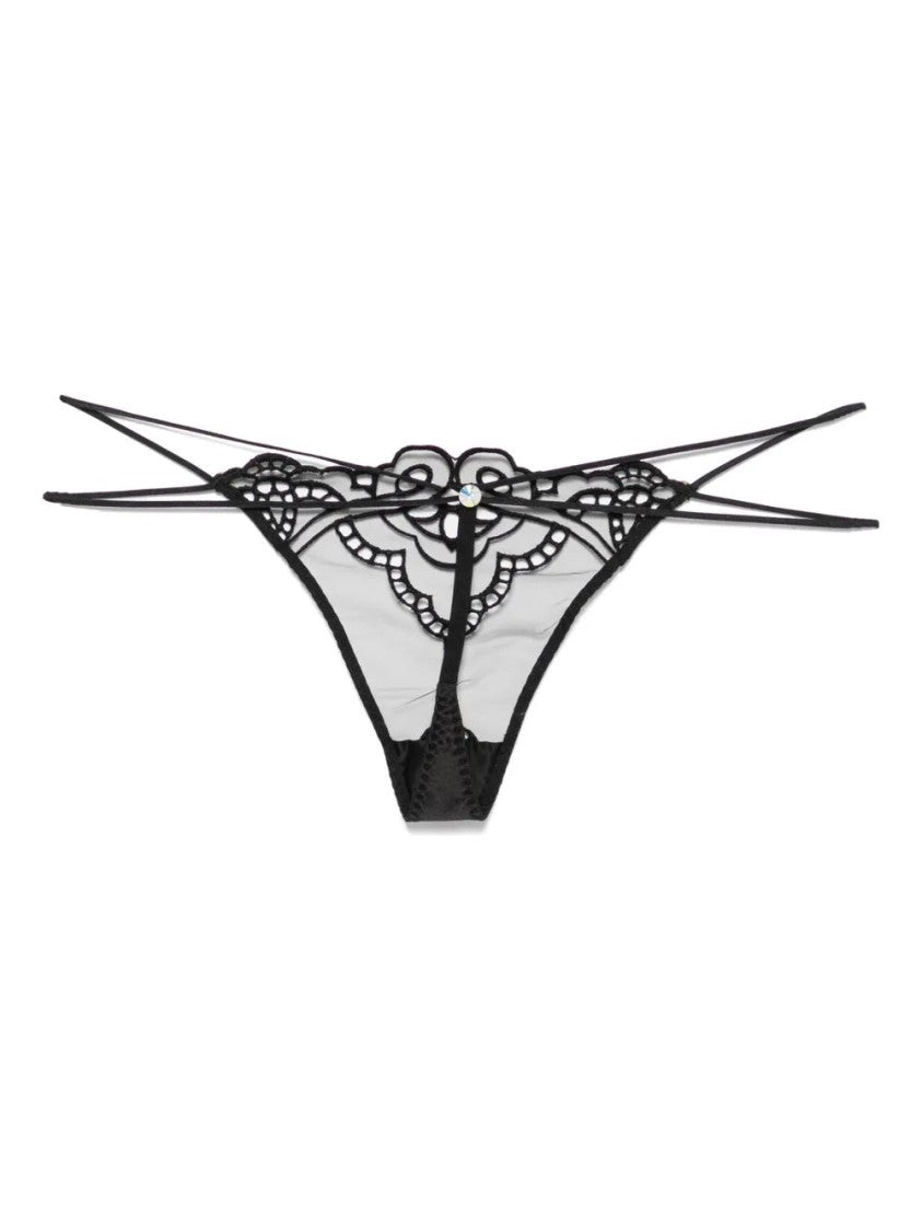 Agent Provocateur Black Seren Sheer Embroidered Nylon Panties