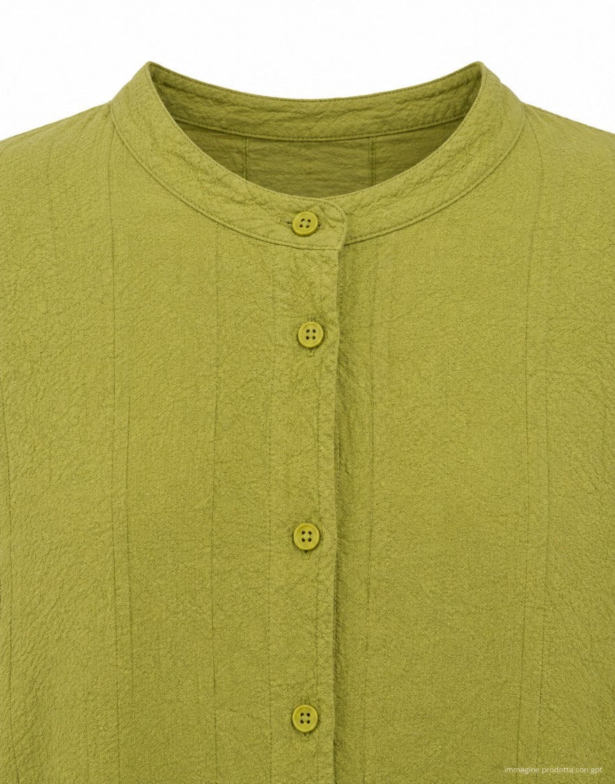 Transit Olive Long Button-Front Dress With Fluid Silhouette
