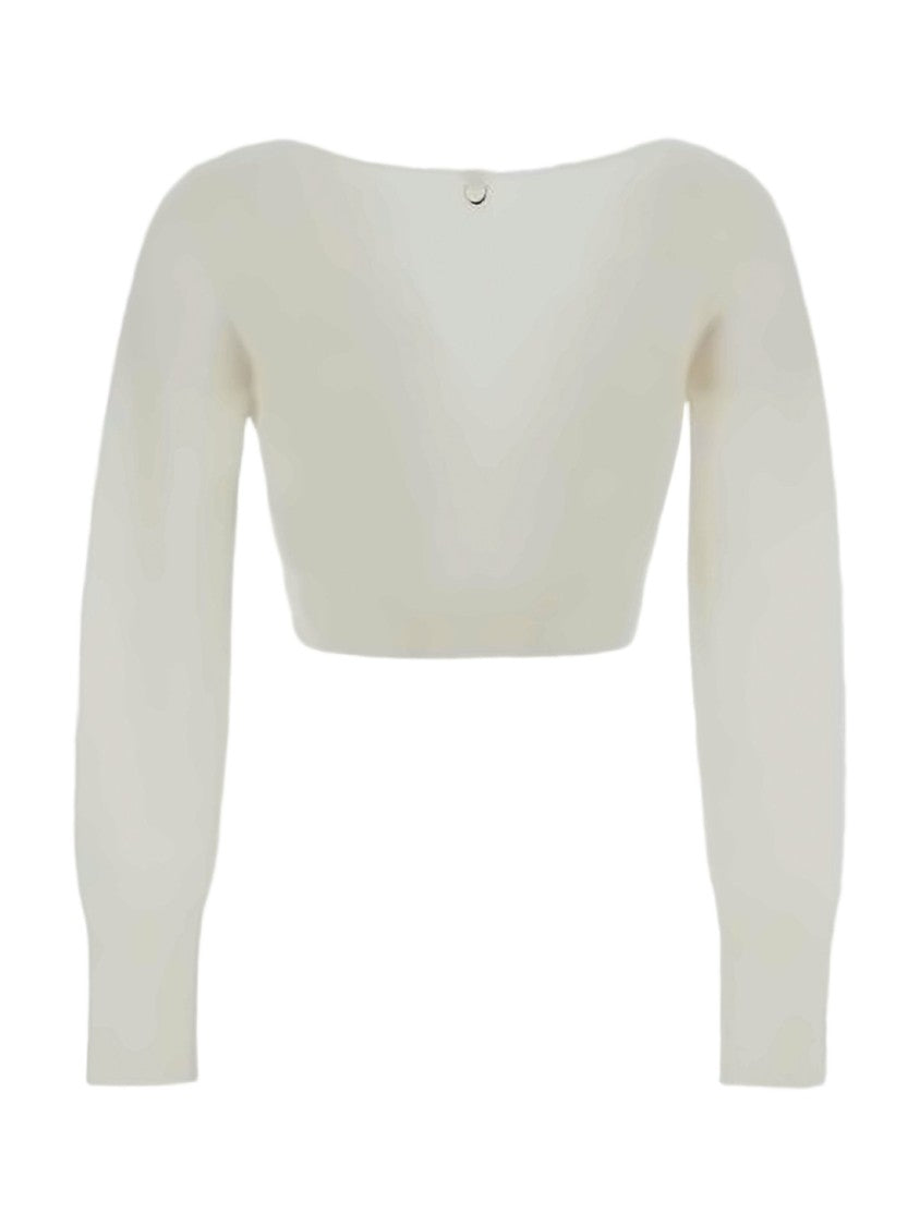 Jacquemus Cropped White Cardigan With Fuzzy Texture