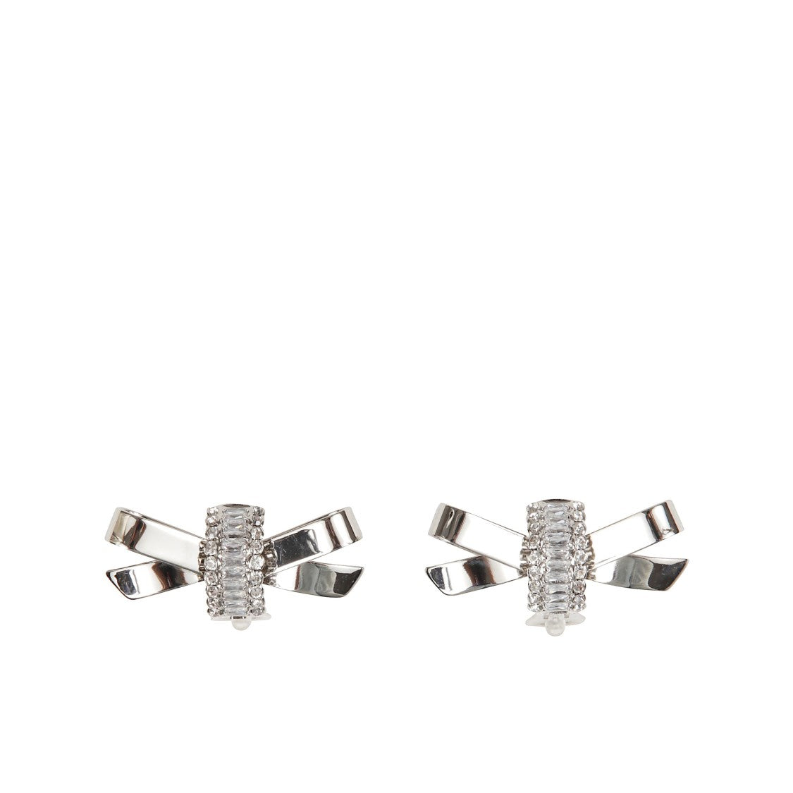Alessandra Rich Bow Clip Earrings With Sparkling Crystal Embellishments