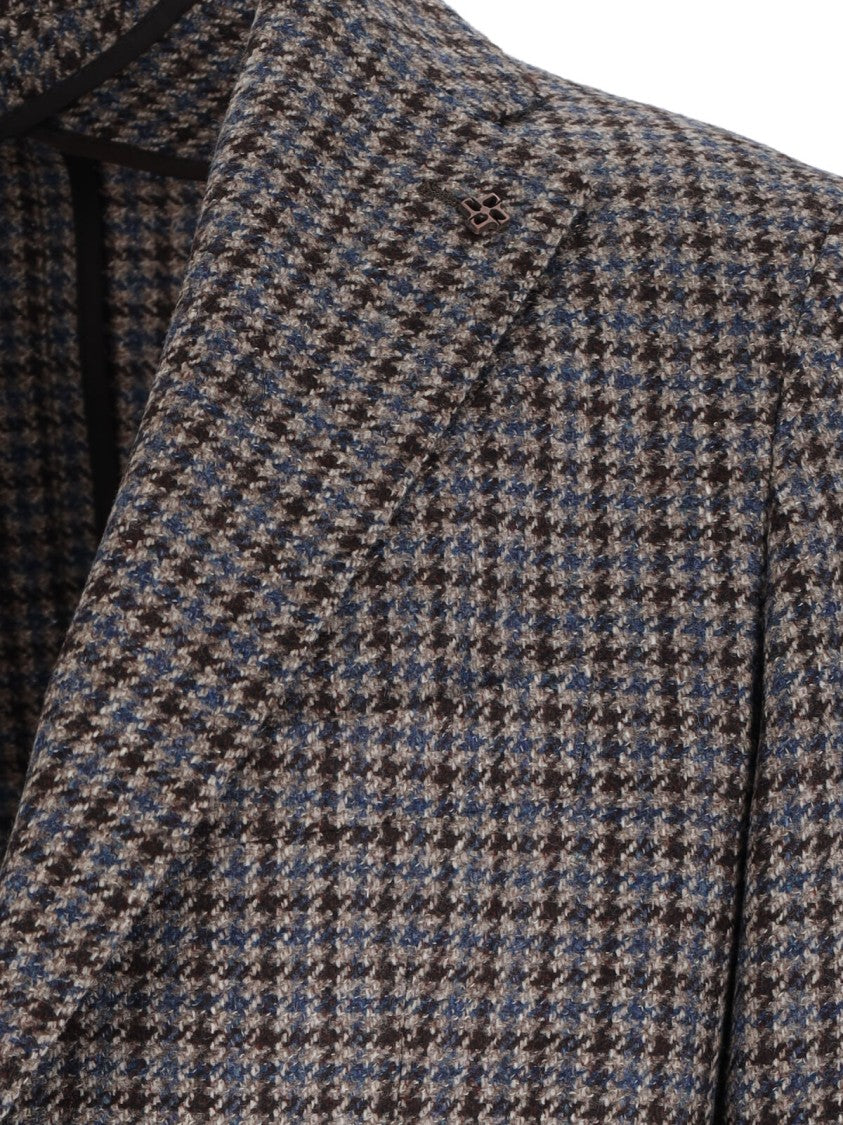 Tagliatore Single-Breasted Blazer In Multicolor Houndstooth Pattern