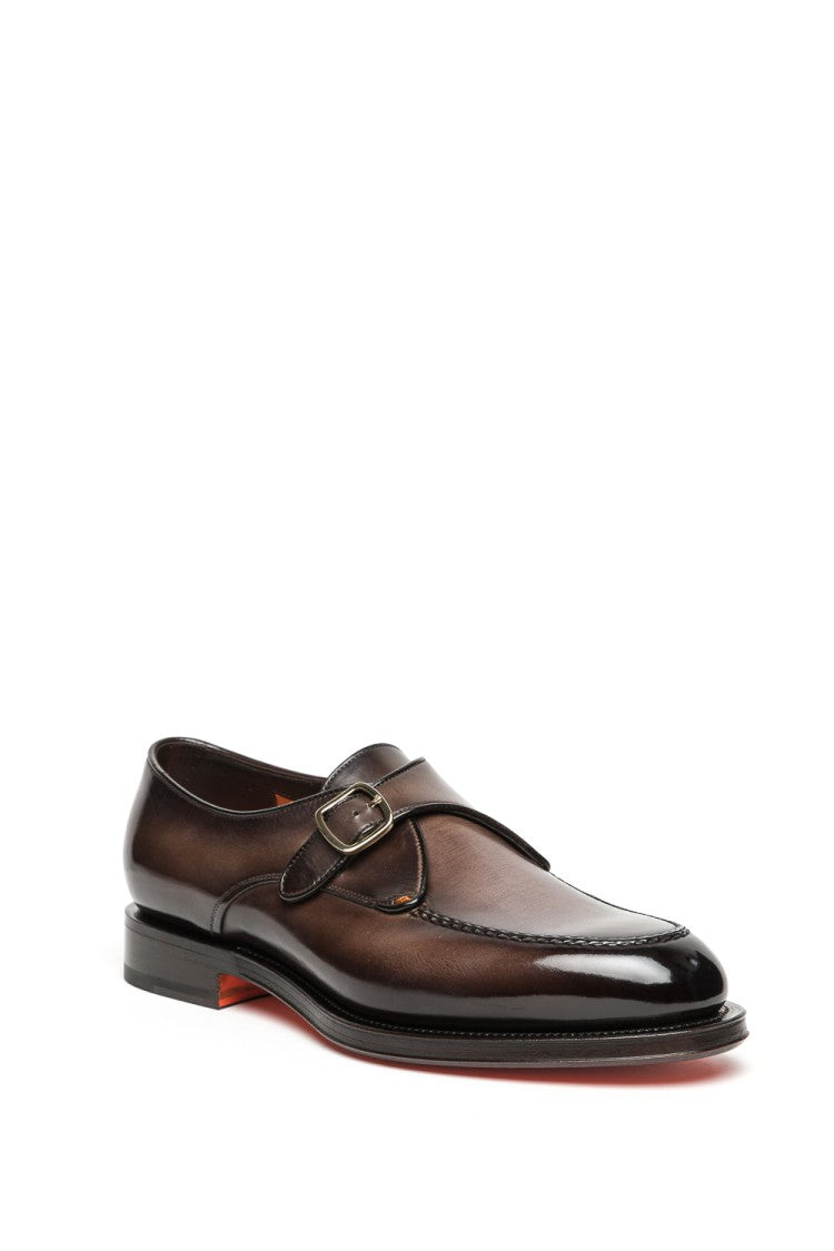 Santoni Single Buckle Leather Shoes Goodyear Construction