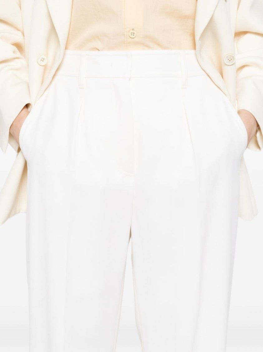 Max Mara Straight Cut Pure Wool Gabardine Trousers