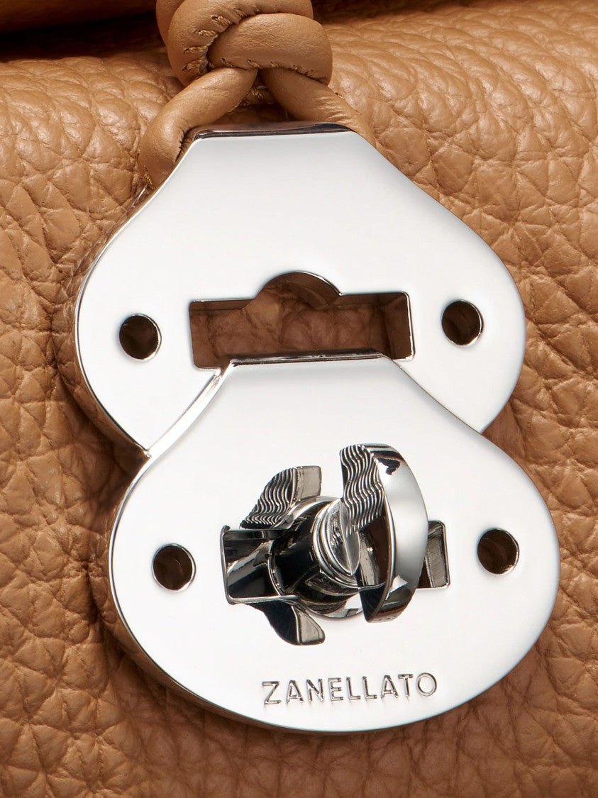 Zanellato Brown Silver-Tone Hardware Textured Leather Shoulder Bag