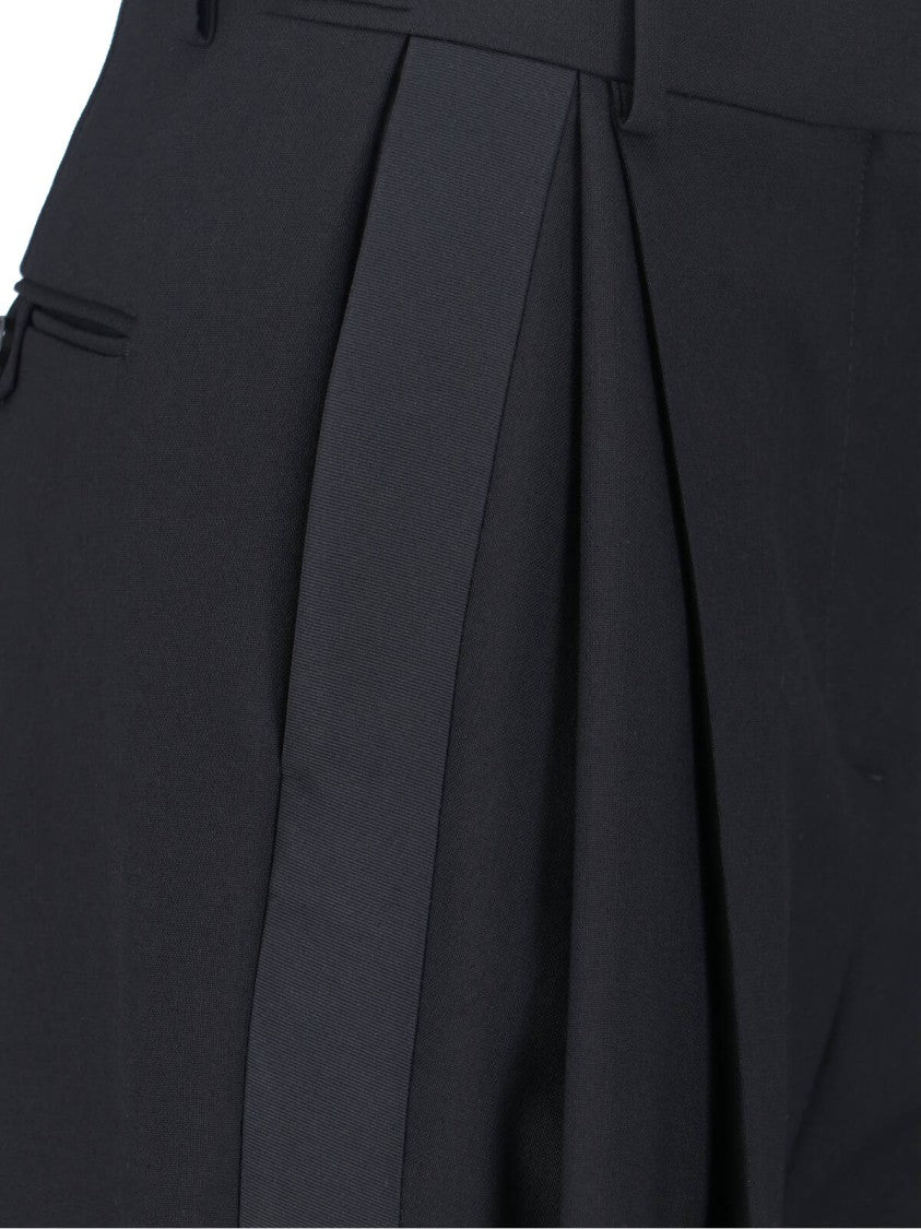 Stella Mccartney Black Tailored Wool Satin Stripe Trousers