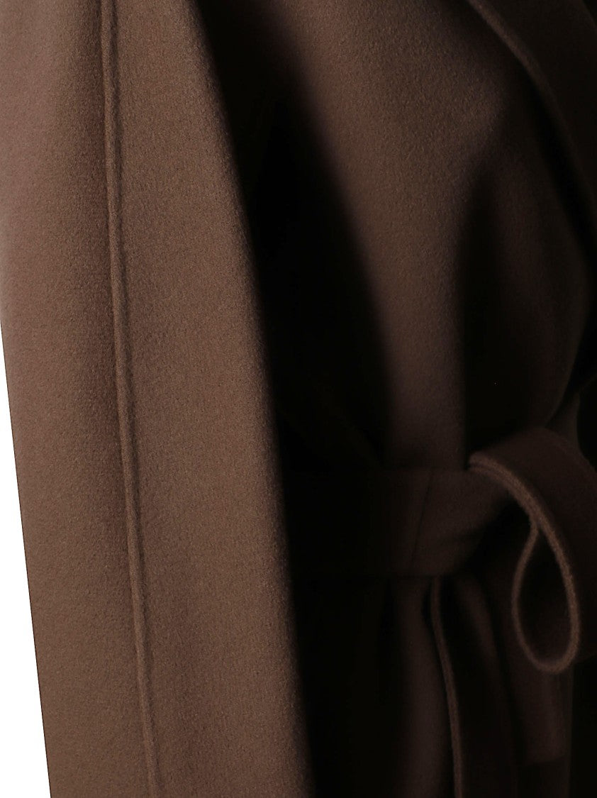 Max Mara Knee-Length Tailored Coat With Classic Lapel And Self-Tie Belt