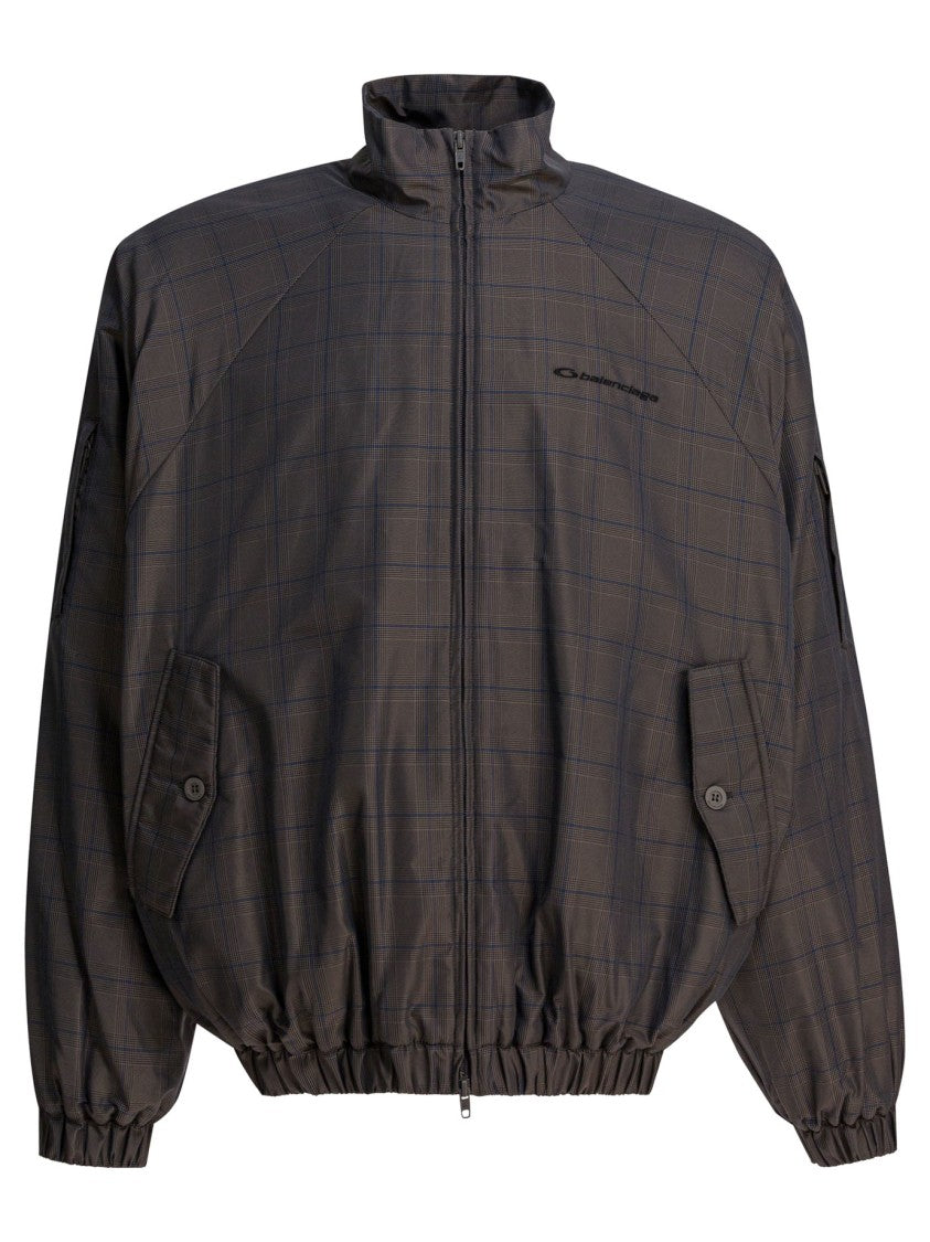 Balenciaga Streamlined Nylon Jacket With Subtle Checkered Pattern