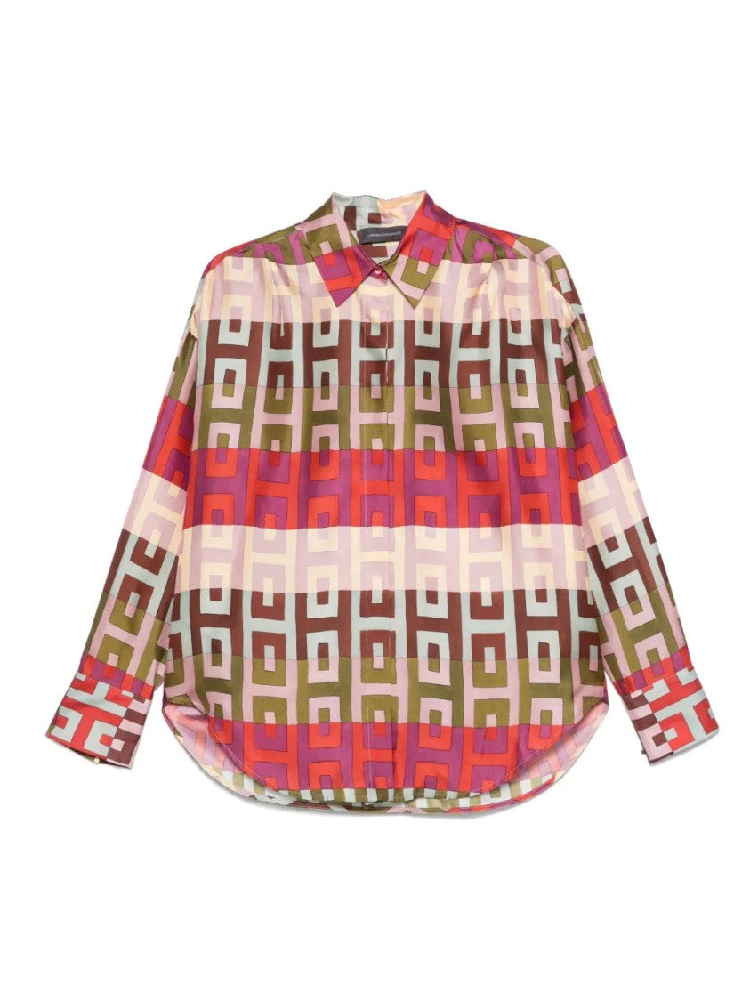 Lorena Antoniazzi Powder Pink Geometric-Print Shirt