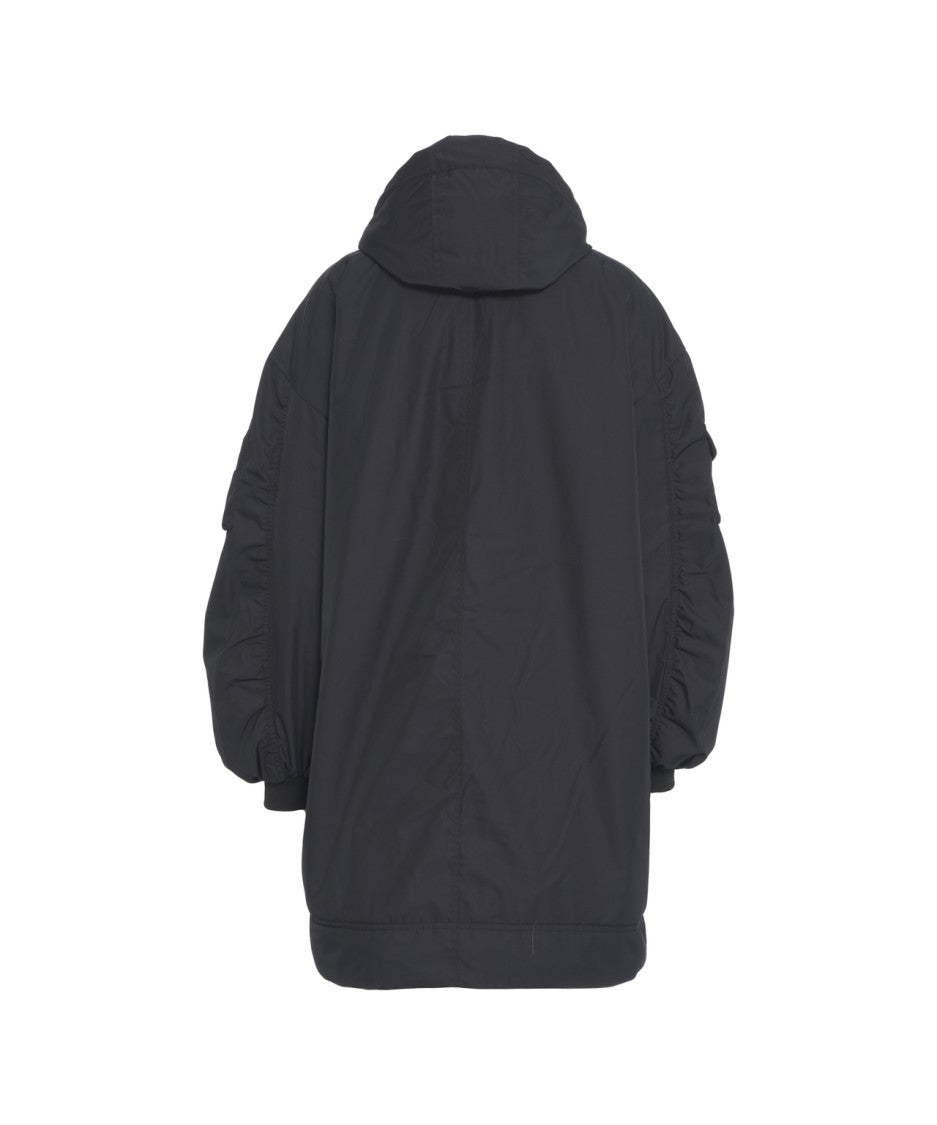 Save The Duck Black Bomber Parka With Removable Hood