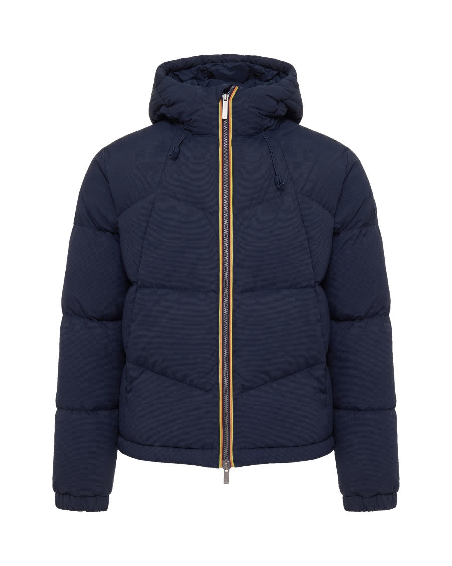 K-Way Padded Quilted Down Jacket With Contrasting Trim